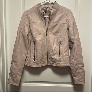 Jou Jou Women's Cream Faux Leather Jacket